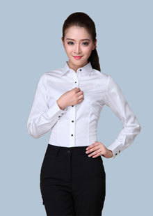 白襯衫女長袖韓版修身職業裝絲光棉襯衣